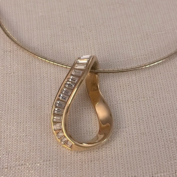 Vintage SWARVOSKI BAGUETTE/GOLD SLIDE PENDANT - Picture 5 of 14